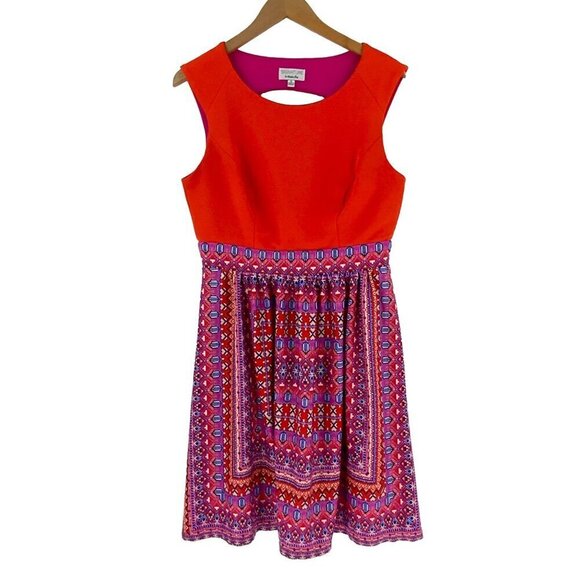 Signature by Robbie Bee Dress Size 12 Fit and Flare Keyhole Back Sleeveless Oran - Picture 1 of 3